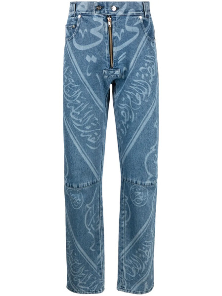  Gmbh Graphic-print Straigh-leg Jeans - Blue 
