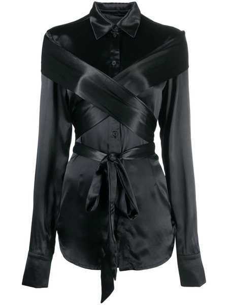  Gmbh Wraparound-strap Satin Shirt - Black 