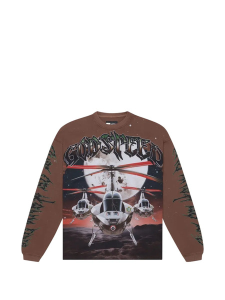 Godspeed Graphic-print Long-sleeve Sweatshirt - Brown 