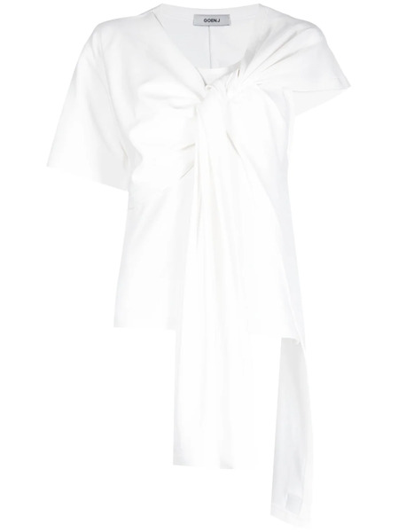  Goen.j Asymmetric Knot-detail T-shirt - White 