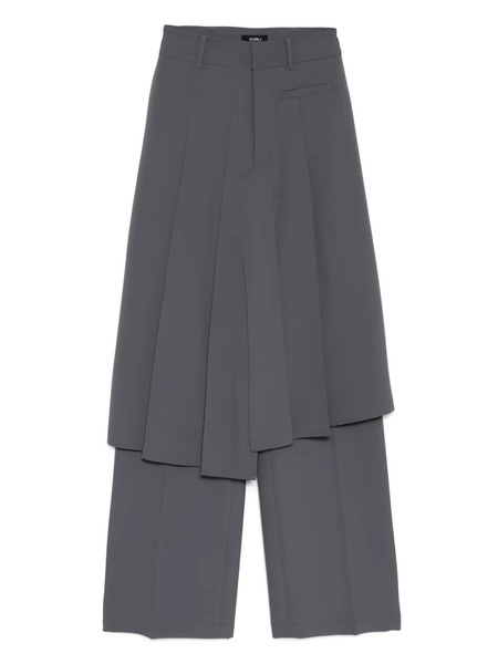  Goen.j Asymmetrical Pleated Straight Trousers - Grey 