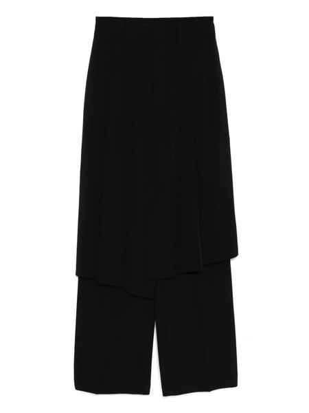  Goen.j Asymmetrically Pleated Straight Trousers - Black 