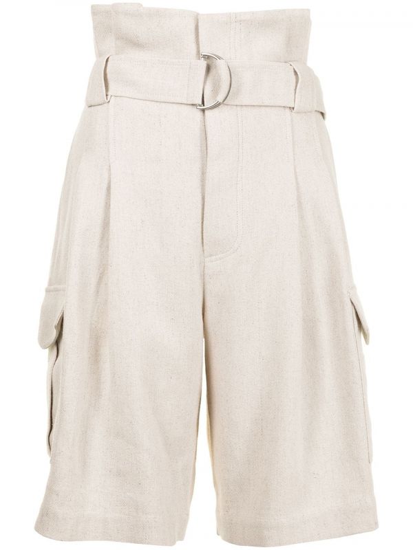  Goen.j Belted Paperbag-waist Bermuda Shorts - Neutrals 