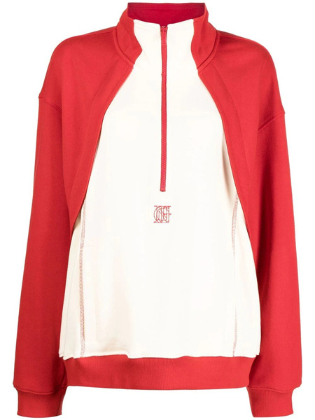  Goen.j Contrast-panel Half-zip Sweatshirt - Red 