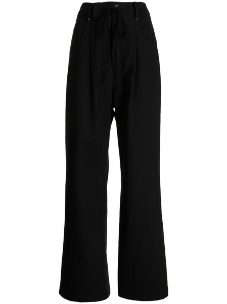  Goen.j Contrasting-panel Wide-leg Trousers - Black 