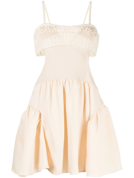  Goen.j Crochet-panel Cut-out Dress - Neutrals 