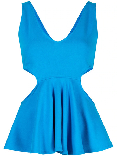  Goen.j Cut-out Ruffled Tank Top - Blue 