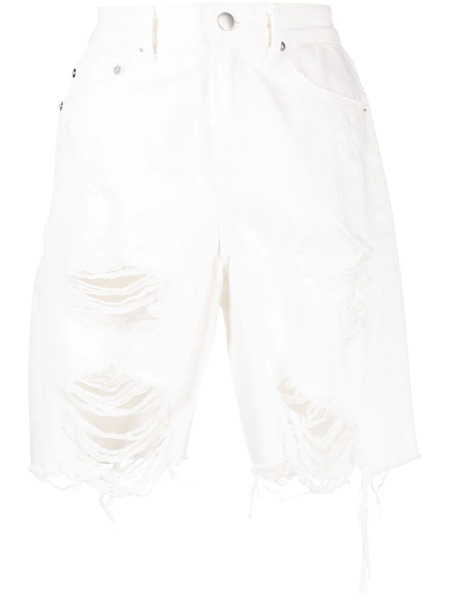  Goen.j Distressed Straight-leg Denim Shorts - White 