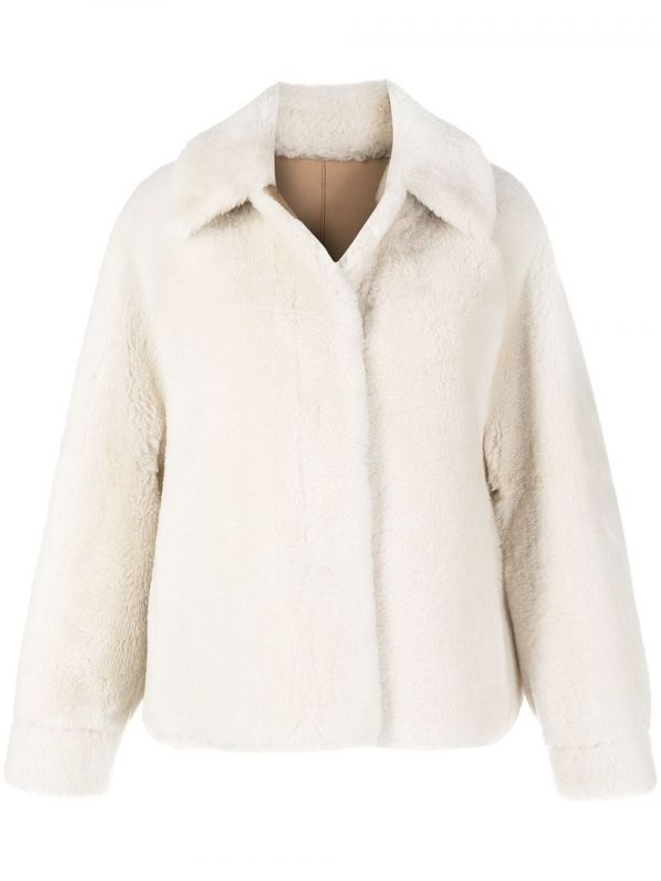 Goen.j Dolman Sleeves Shearling Jacket - White 