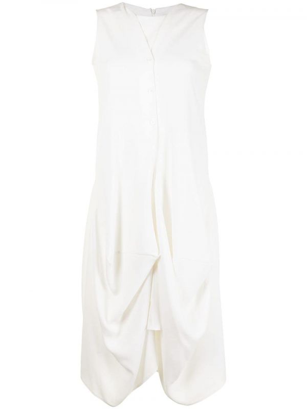  Goen.j Draped Sleeveless Dress - White 