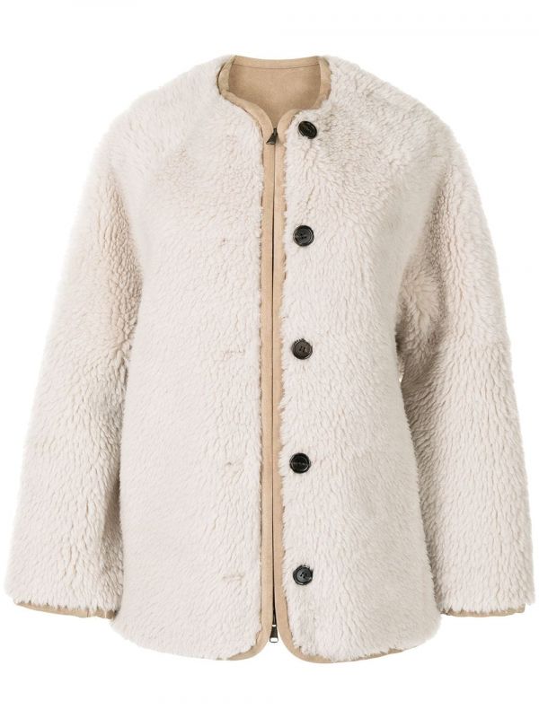  Goen.j Faux-shearling Oversized Jacket - Neutrals 