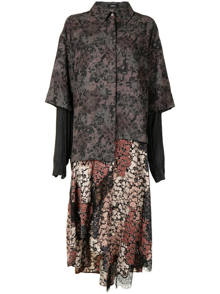  Goen.j Floral-print Layered Dress - Grey 