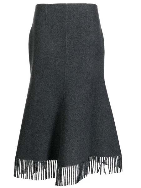  Goen.j Fringed A-line Wool-blend Skirt - Grey 
