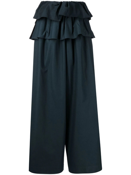  Goen.j Layered Ruffled Wide-leg Trousers - Blue 