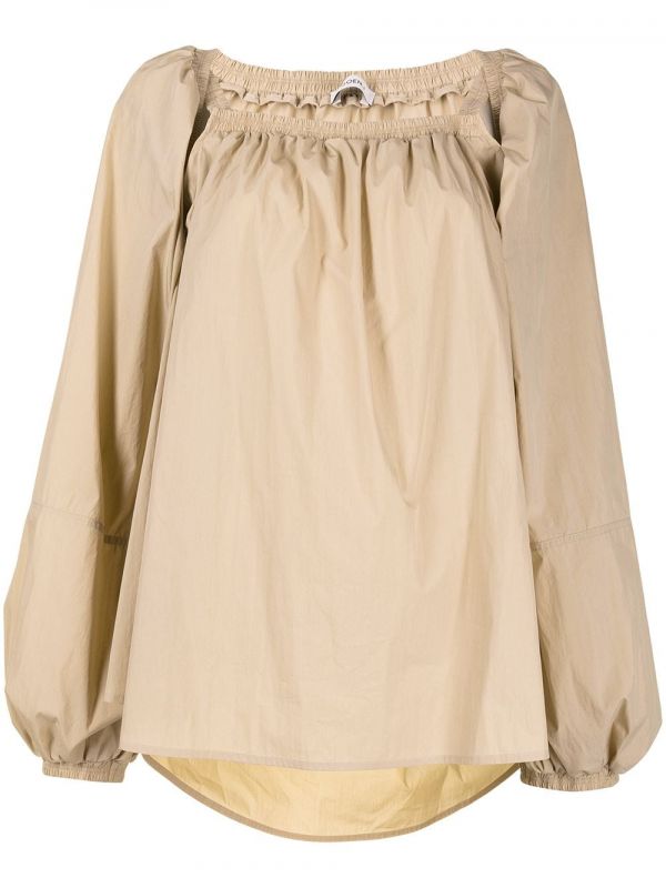  Goen.j Off-shoulder Puff-sleeve Blouse - Brown 