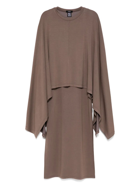  Goen.j Ribbed Cape Dress - Brown 
