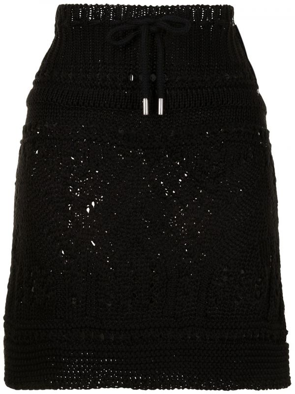  Goen.j Ribbed Crochet-knit Mini Skirt - Black 