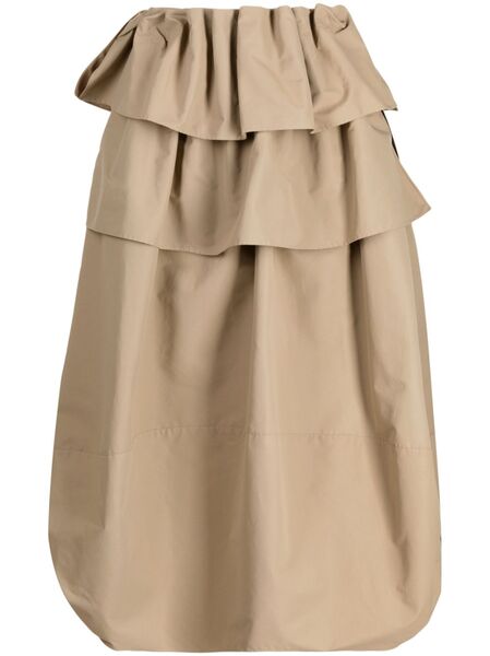  Goen.j Ruffled Midi Skirt - Brown 