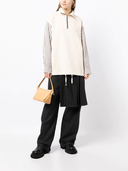  Goen.j Striped Poplin Layered Shirt-sweatshirt - White 