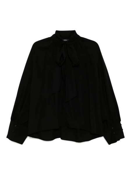  Goen.j Tie-detailed Gathered Blouse - Black 
