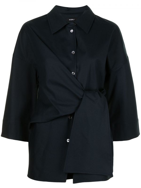  Goen.j Tie-waist Longline Shirt - Blue 