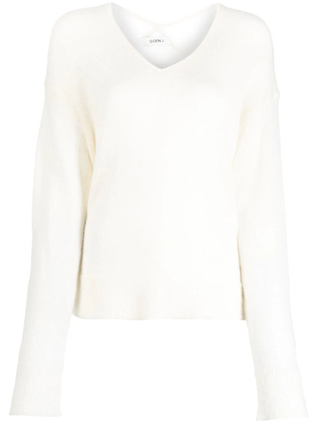  Goen.j V-neck Knitted Sweater - White 