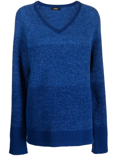  Goen.j V-neck Ribbed-knit Jumper - Blue 