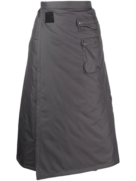  Goen.j Wrap-effect Quilted Midi Skirt - Grey 