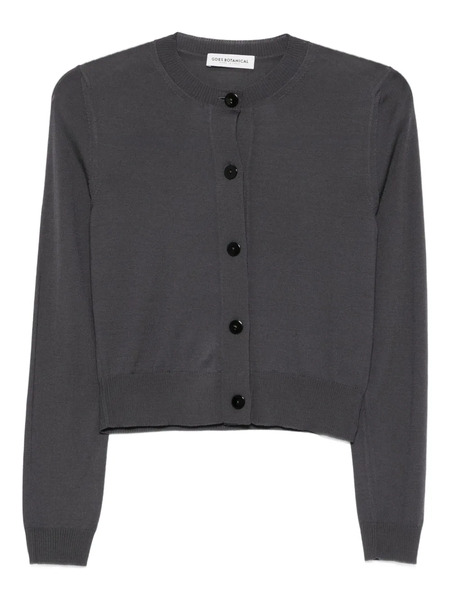  Goes Botanical Button-front Cropped Cardigan - Grey 