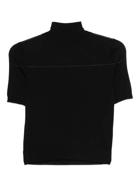  Goes Botanical Short-sleeve Roll-neck Sweater - Black 