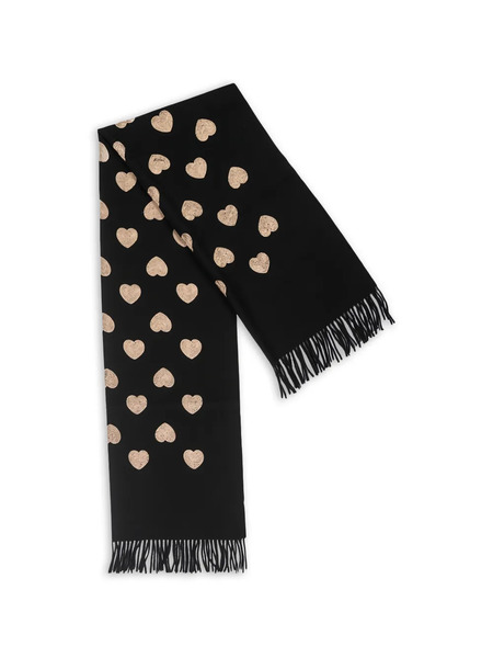  Goia Heart Print Scarf - Black 