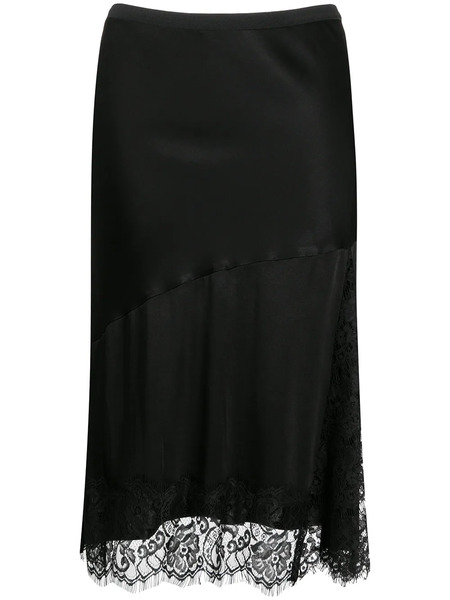  Gold Hawk Lace-godet Satin Skirt - Black 