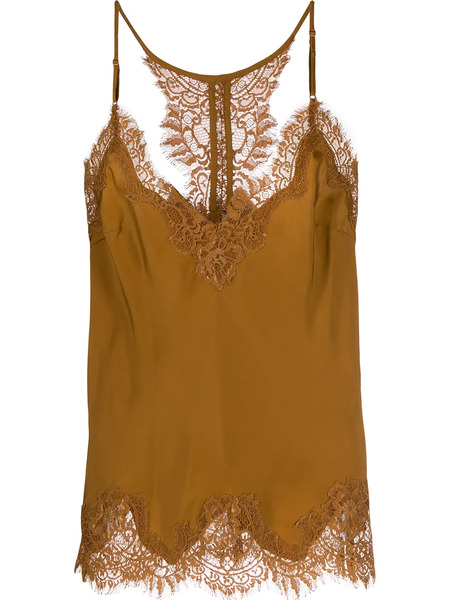  Gold Hawk Lace Trim Slip Top - Brown 