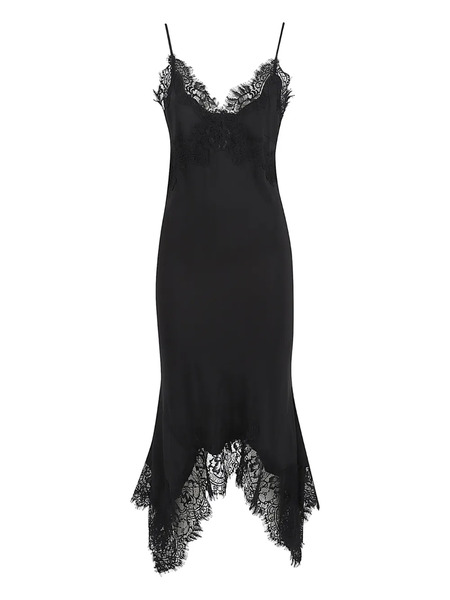  Gold Hawk Silk Midi Dress - Black 