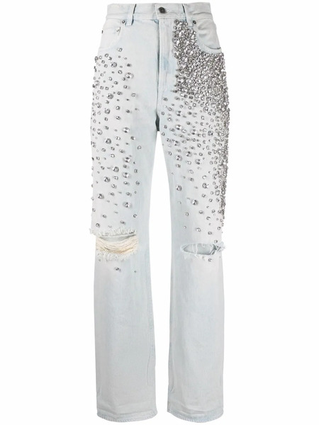 Golden Goose Cabochon-crystal Bleached Jeans - Blue 