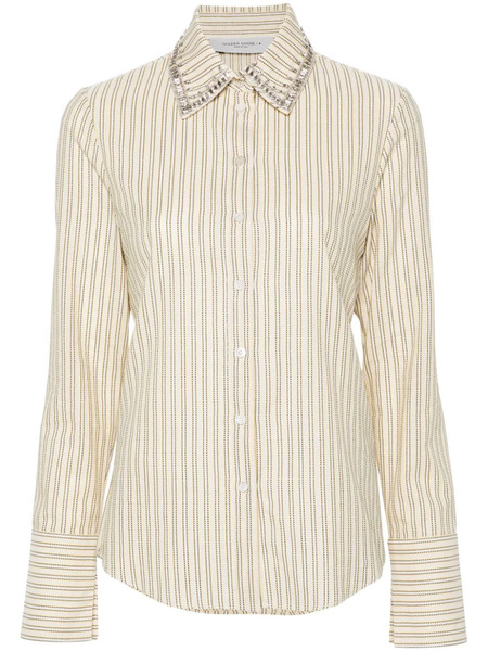  Golden Goose Crystal-embellished Striped Shirt - Neutrals 