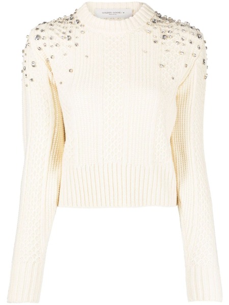  Golden Goose Crystal-embellished Virgin Wool Jumper - Neutrals 