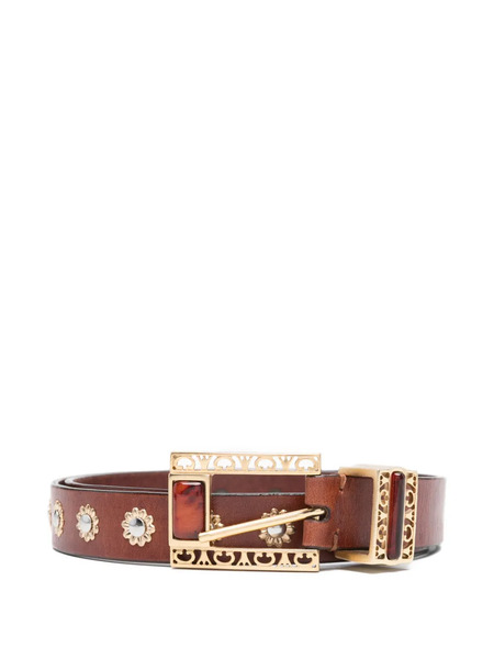  Golden Goose Embellished Buckle Belt - Brown 