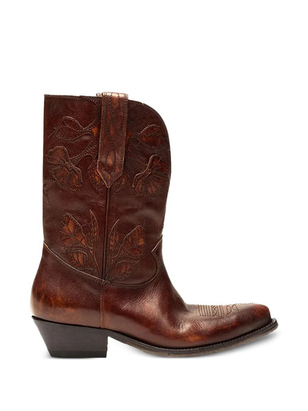  Golden Goose Floral Wish Star Low Boots - Brown 