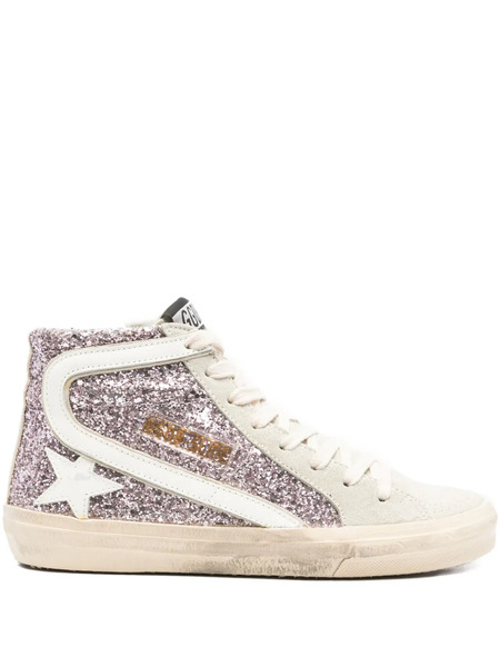  Golden Goose Glitter-panel High-top Sneakers - Pink 