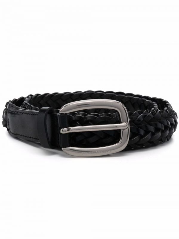  Golden Goose Interwoven Leather Buckle Belt - Black 