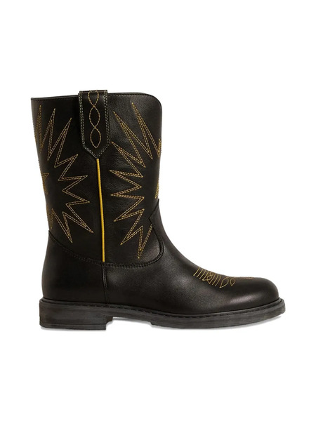 Golden Goose Kids Embroidered Leather Boots - Black 