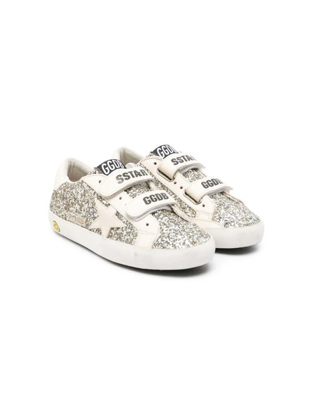  Golden Goose Kids Glitter Star Strap Sneakers - White 