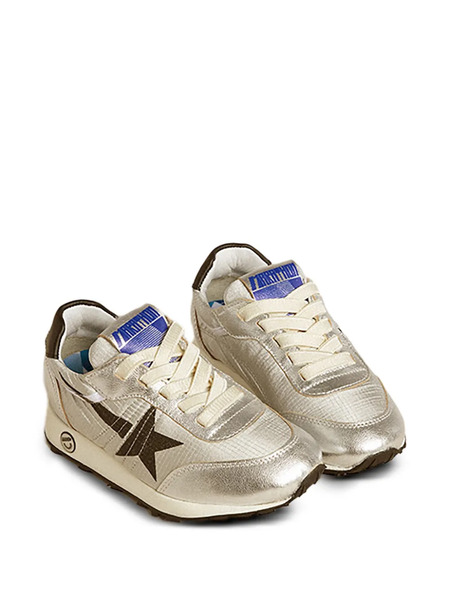  Golden Goose Kids Laminated-star Leather Sneakers - Silver 