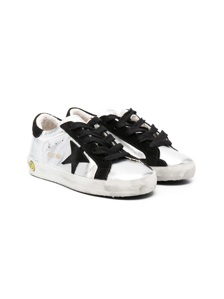  Golden Goose Kids Superstar Distressed Sneakers - Silver 