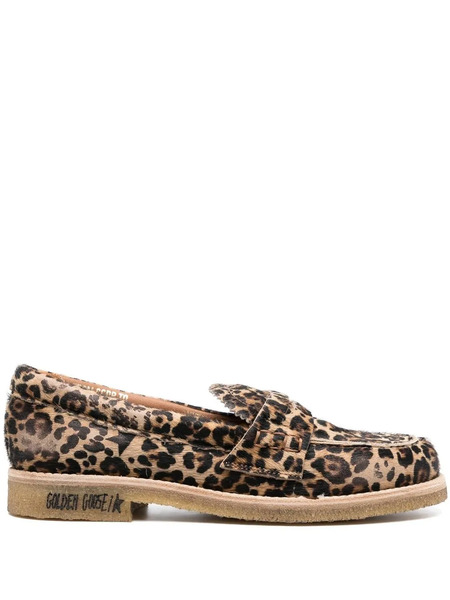  Golden Goose Leopard-print Round-toe Loafers - Brown 