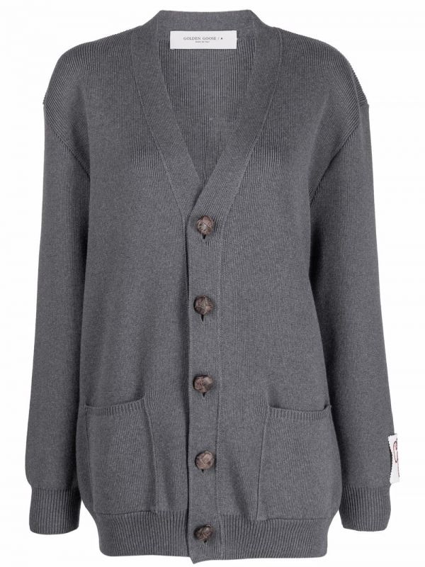  Golden Goose Logo-print Knitted Cardigan - Grey 