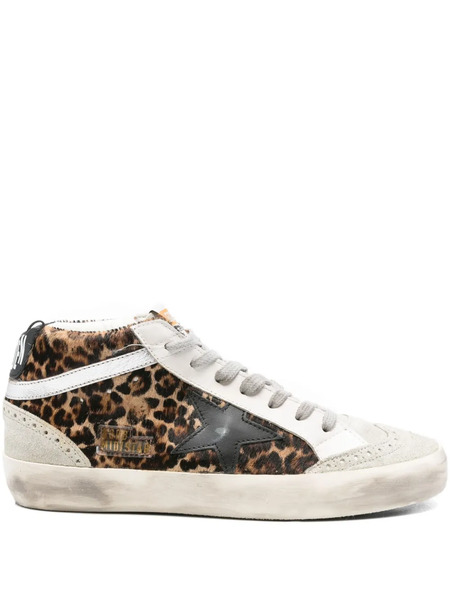  Golden Goose Mid Star Leopard-print Sneakers - Grey 