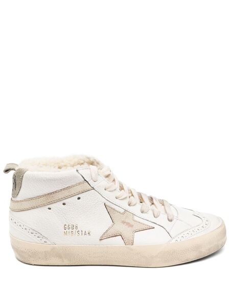  Golden Goose Mid Star Nappa Upper Shiny Sneakers - White 