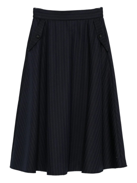  Golden Goose Pinstripe Button-detailing Midi A-line Skirt - Blue 